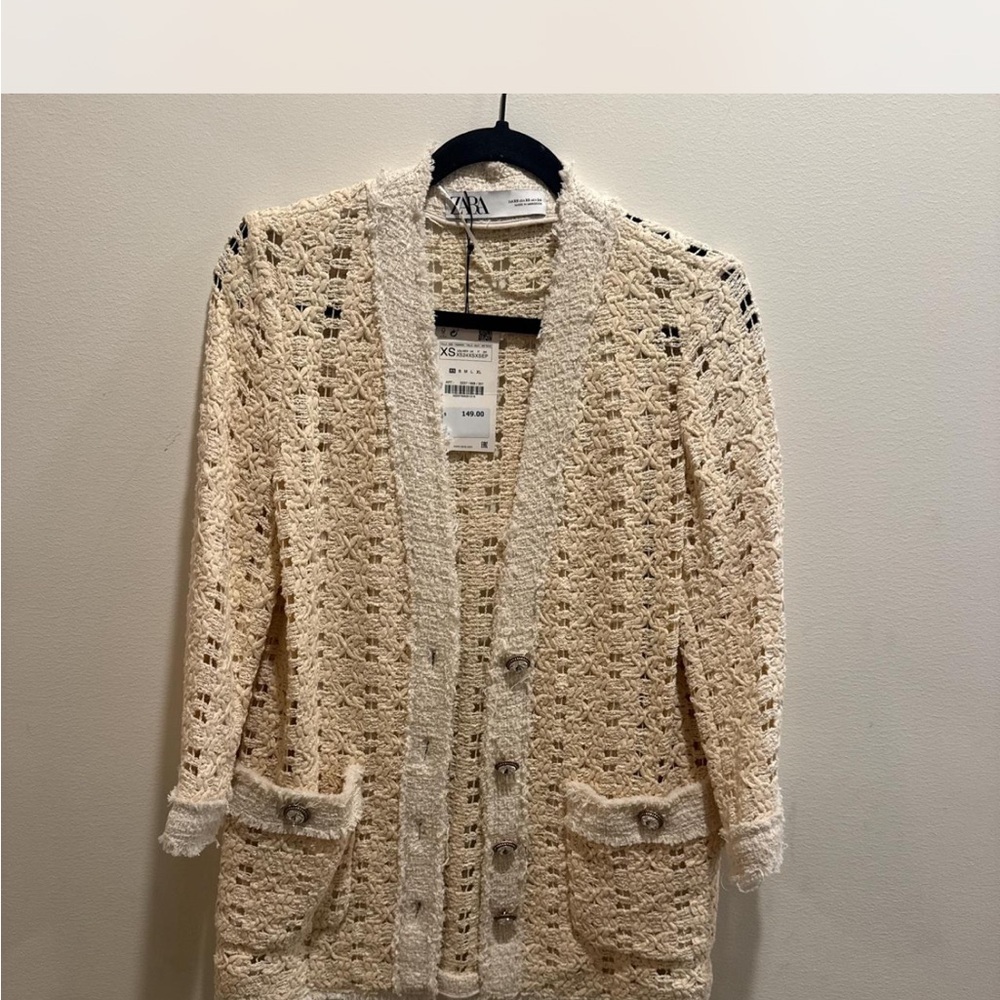 Zara Cream Crochet Women's blazer